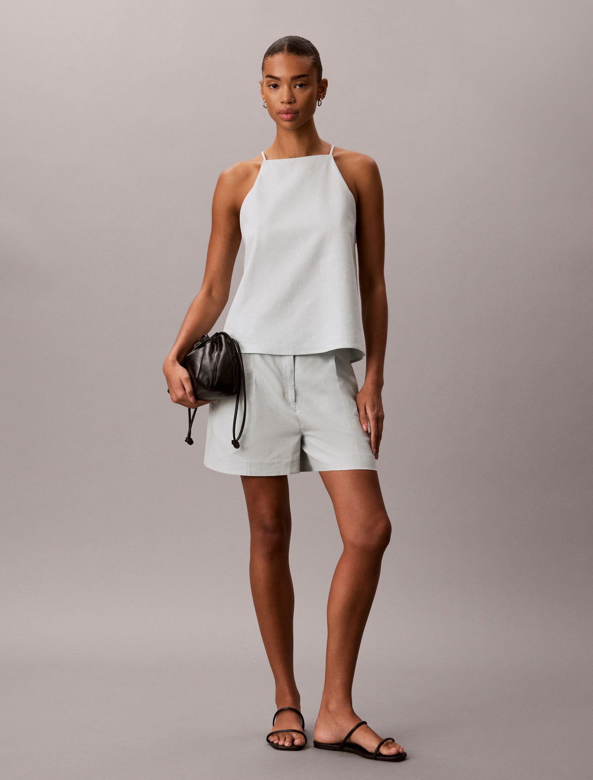 Linen Blend Tailored Shorts - Calvin Klein Women