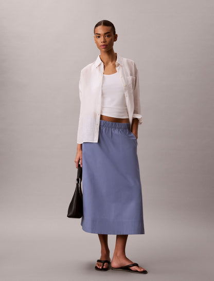 Cotton Poplin Midi Skirt - Calvin Klein Women