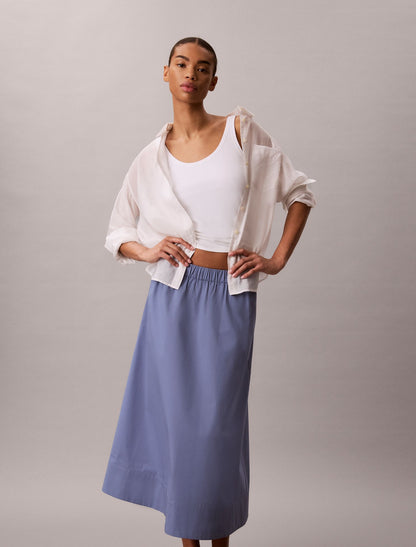 Cotton Poplin Midi Skirt - Calvin Klein Women