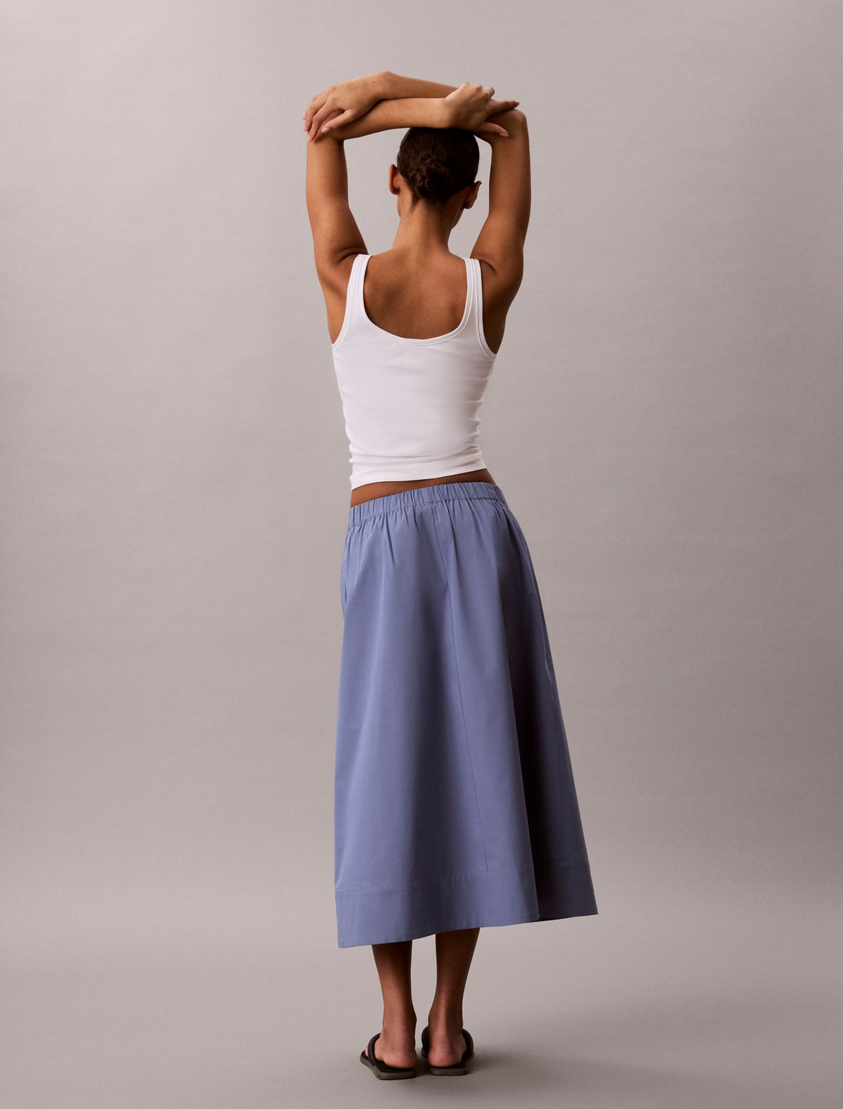 Cotton Poplin Midi Skirt - Calvin Klein Women
