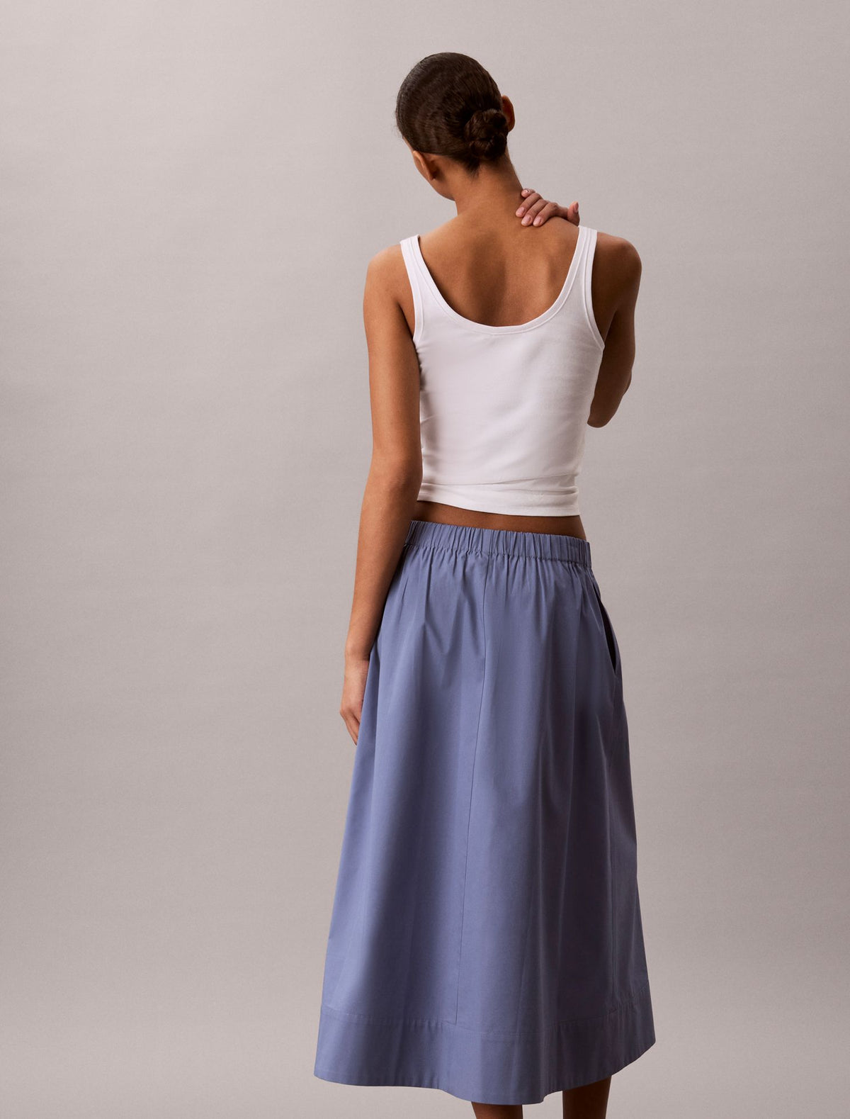 Cotton Poplin Midi Skirt - Calvin Klein Women