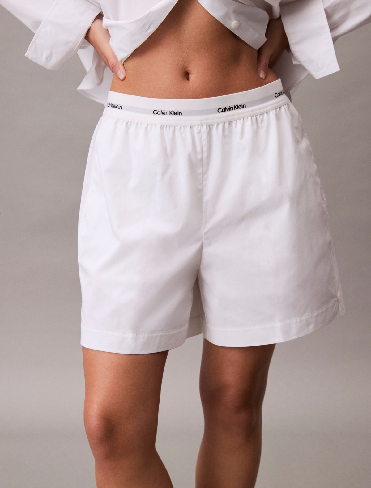 Logo Waistband Cotton Shorts - Calvin Klein Women