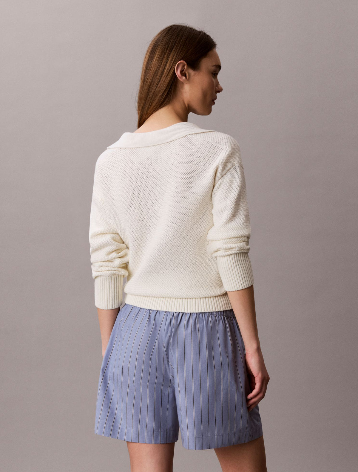 Cotton Poplin Stripe Boxer Shorts - Calvin Klein Women