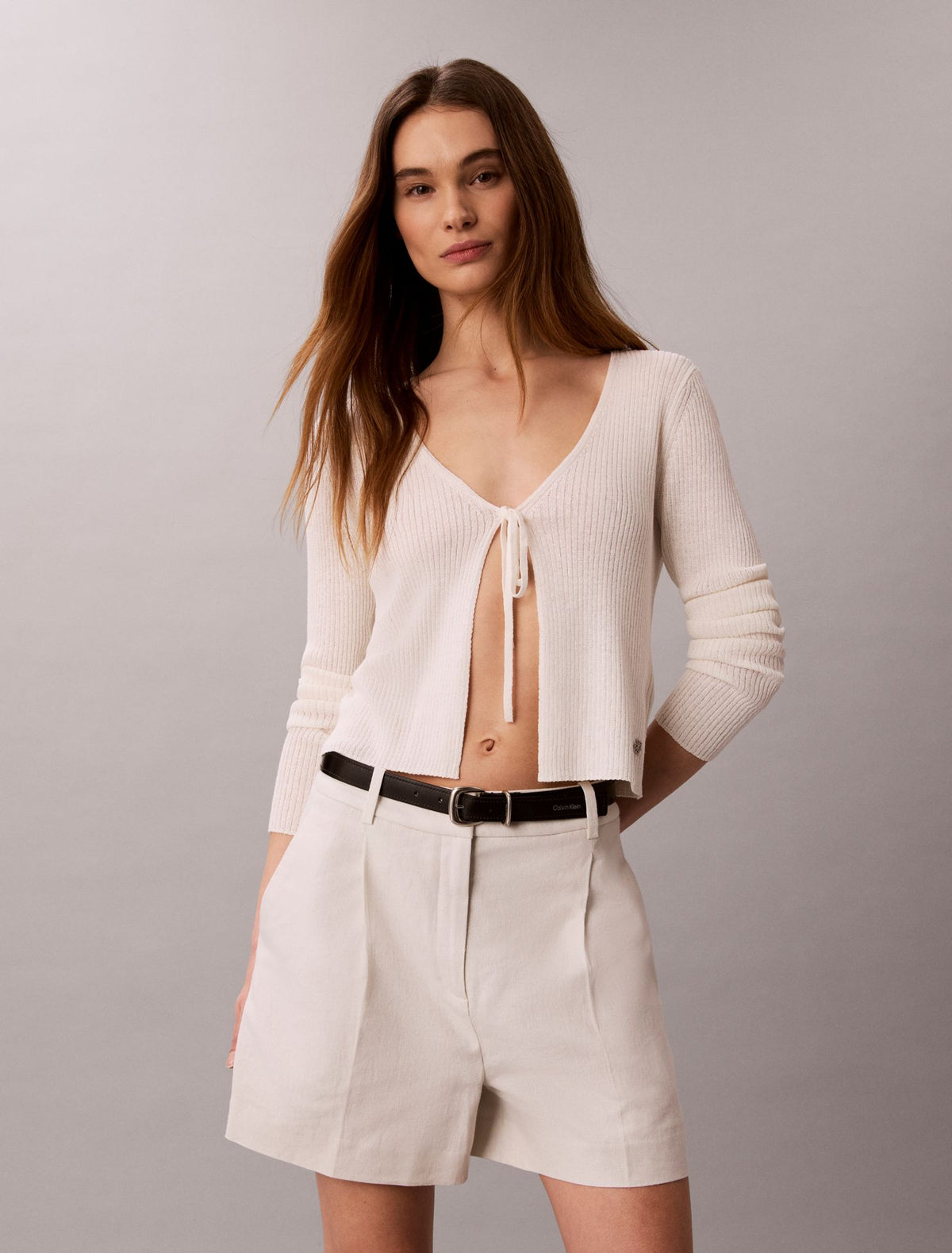 Linen Blend Tailored Shorts - Calvin Klein Women