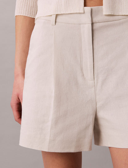 Linen Blend Tailored Shorts - Calvin Klein Women
