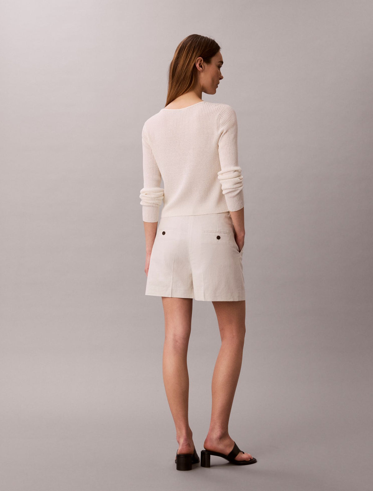 Linen Blend Tailored Shorts - Calvin Klein Women
