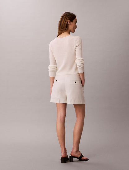 Linen Blend Tailored Shorts - Calvin Klein Women