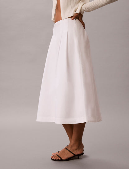 Cotton Poplin Midi Skirt - Calvin Klein Women