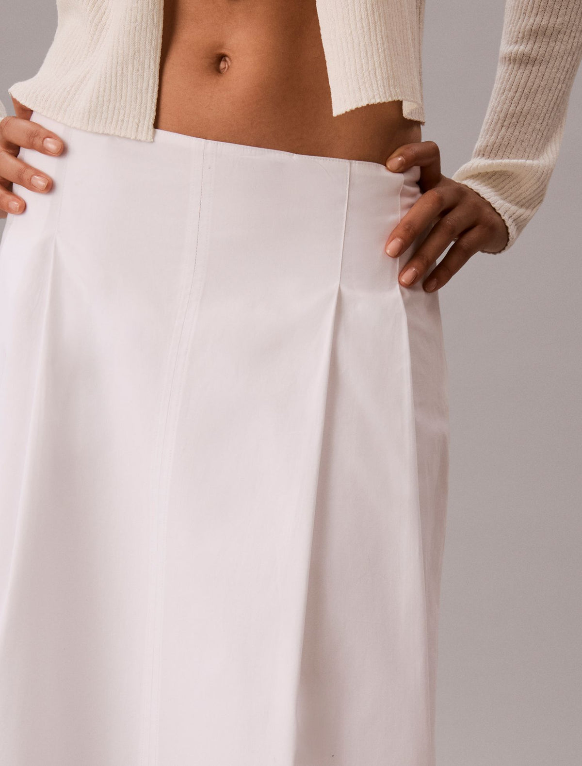 Cotton Poplin Midi Skirt - Calvin Klein Women