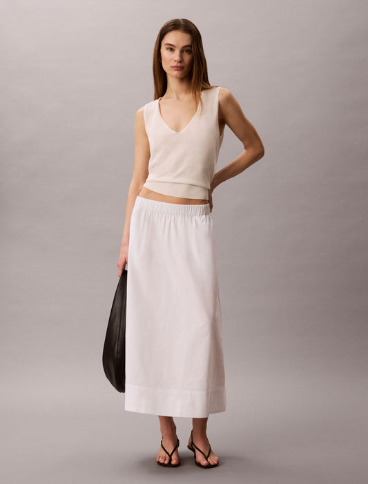 Cotton Poplin Midi Skirt - Calvin Klein Women