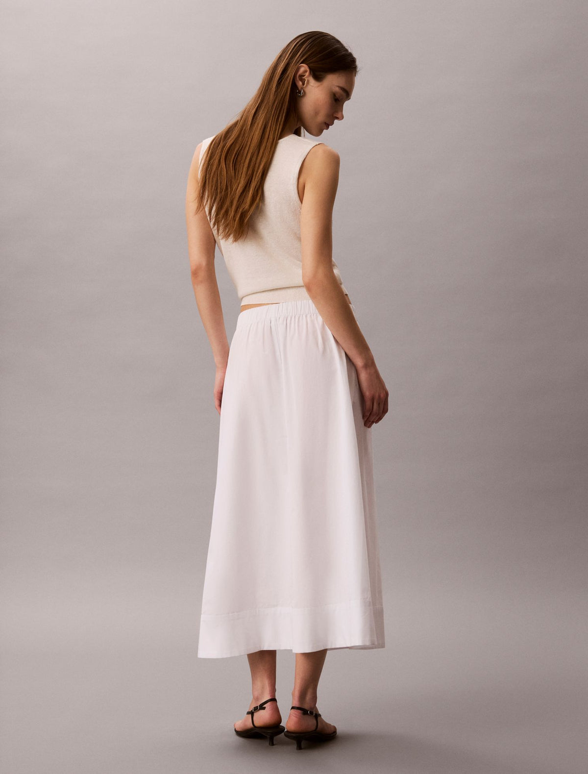 Cotton Poplin Midi Skirt - Calvin Klein Women