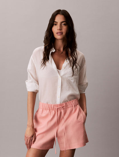 Linen Cotton Pull-On Shorts - Calvin Klein Women