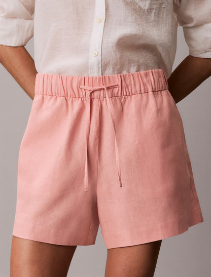 Linen Cotton Pull-On Shorts - Calvin Klein Women