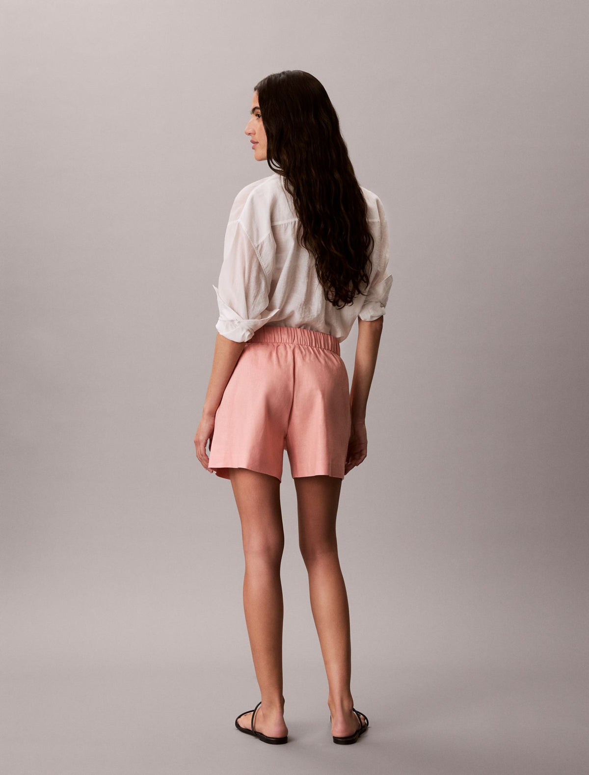 Linen Cotton Pull-On Shorts - Calvin Klein Women