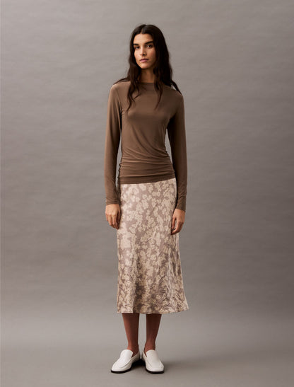 Crushed Satin Print Midi Skirt - Calvin Klein Women