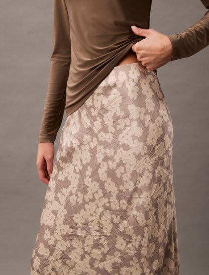 Crushed Satin Print Midi Skirt - Calvin Klein Women