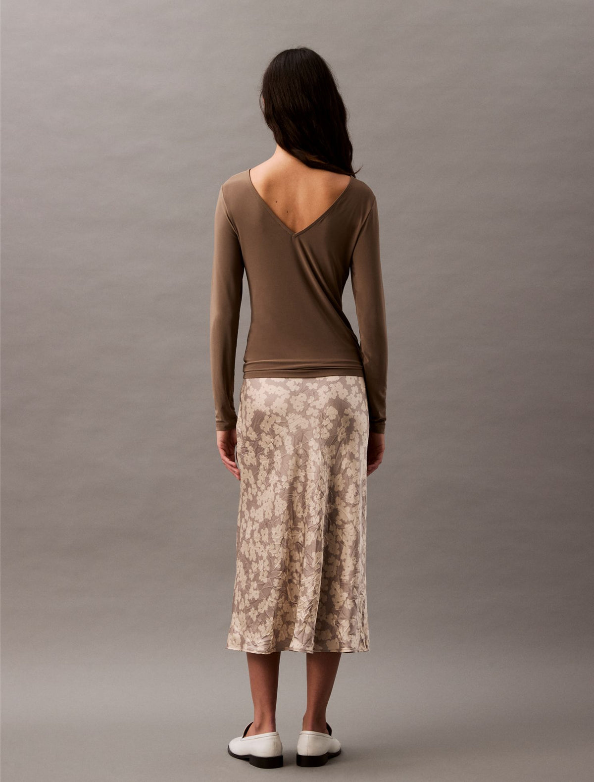 Crushed Satin Print Midi Skirt - Calvin Klein Women