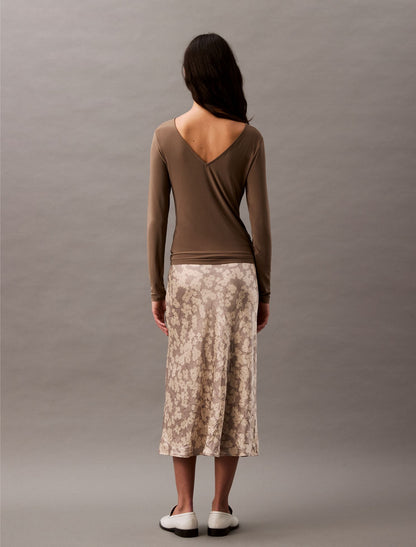 Crushed Satin Print Midi Skirt - Calvin Klein Women