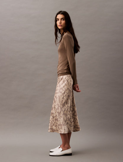 Crushed Satin Print Midi Skirt - Calvin Klein Women