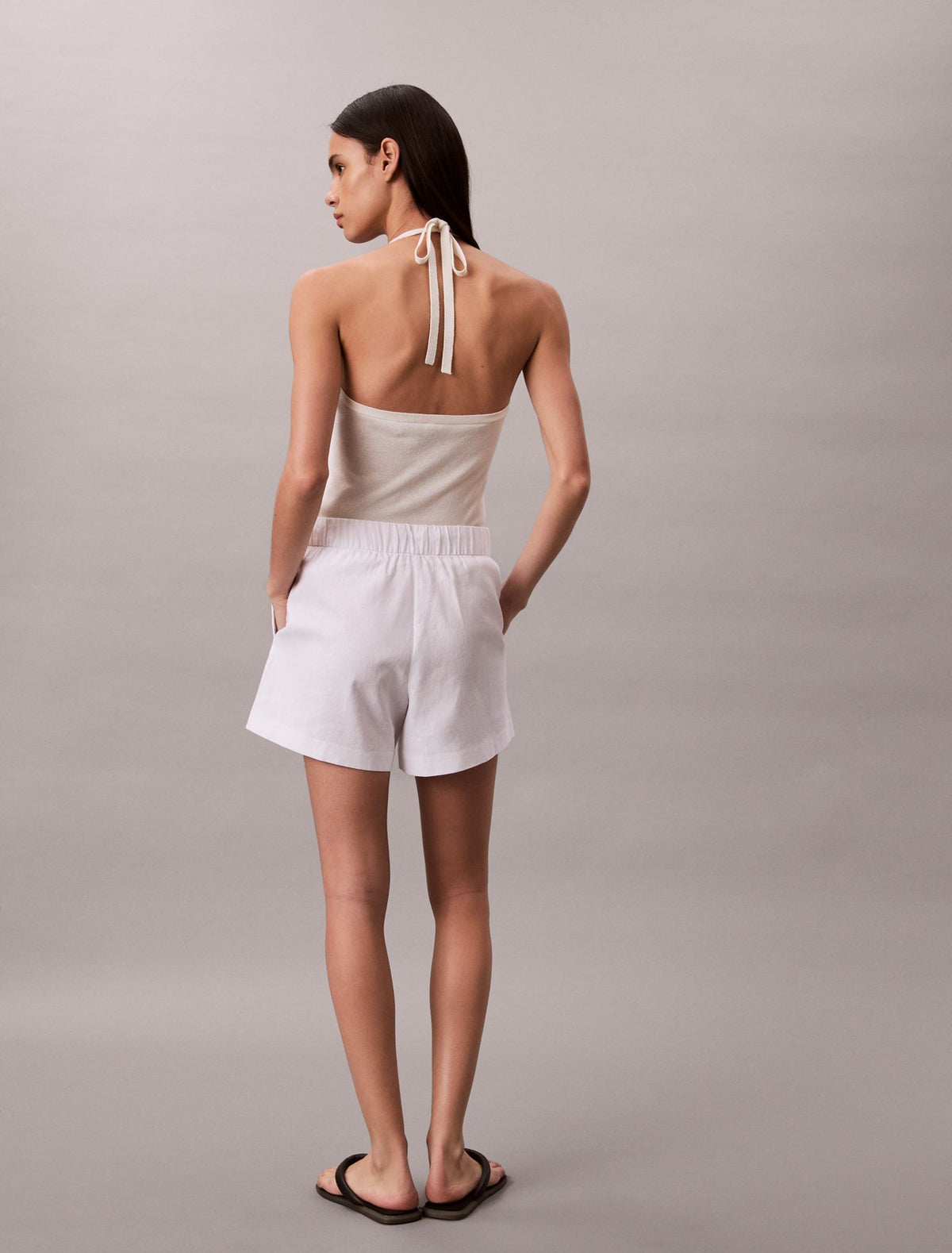 Linen Blend Pull-On Shorts - Calvin Klein Women