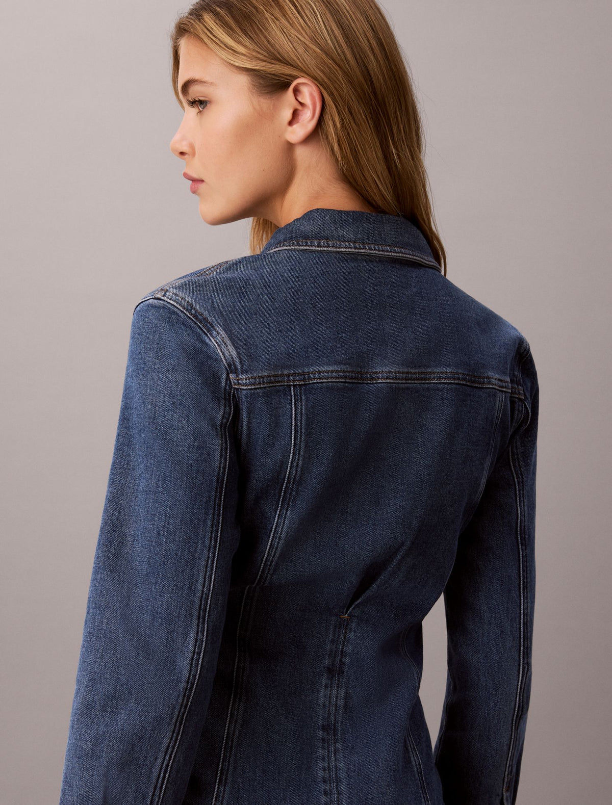 Denim Trucker Long Sleeve Mini Dress - Calvin Klein Women