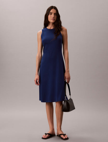 Embroidered Monogram Rib Midi Tank Dress - Calvin Klein Women