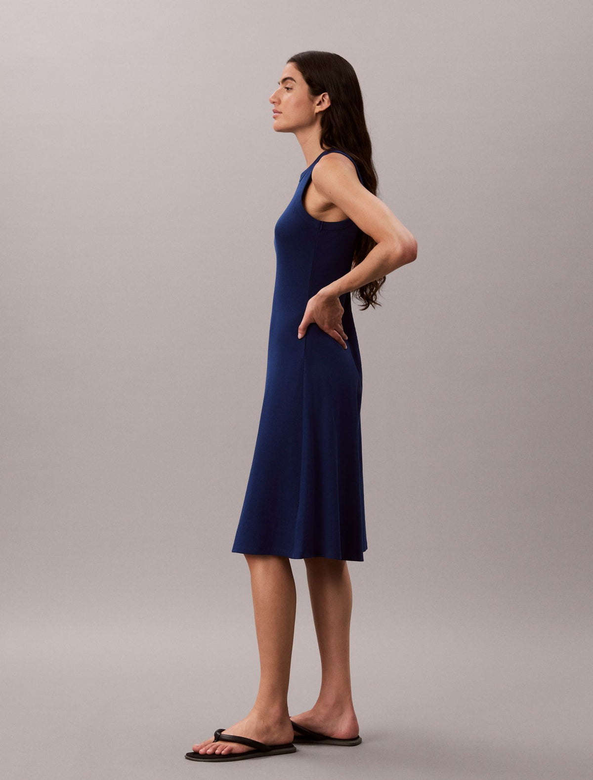 Embroidered Monogram Rib Midi Tank Dress - Calvin Klein Women