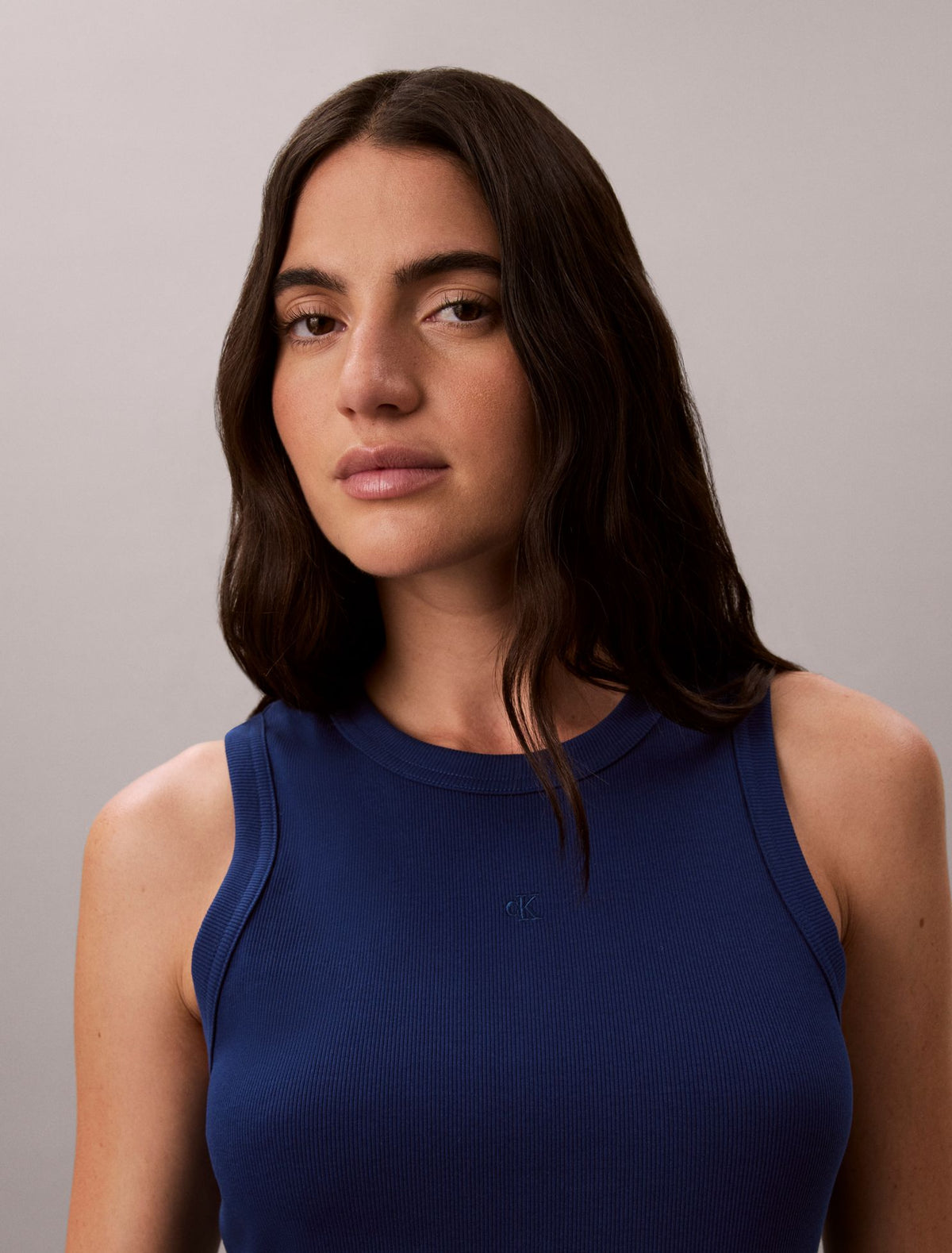 Embroidered Monogram Rib Midi Tank Dress - Calvin Klein Women