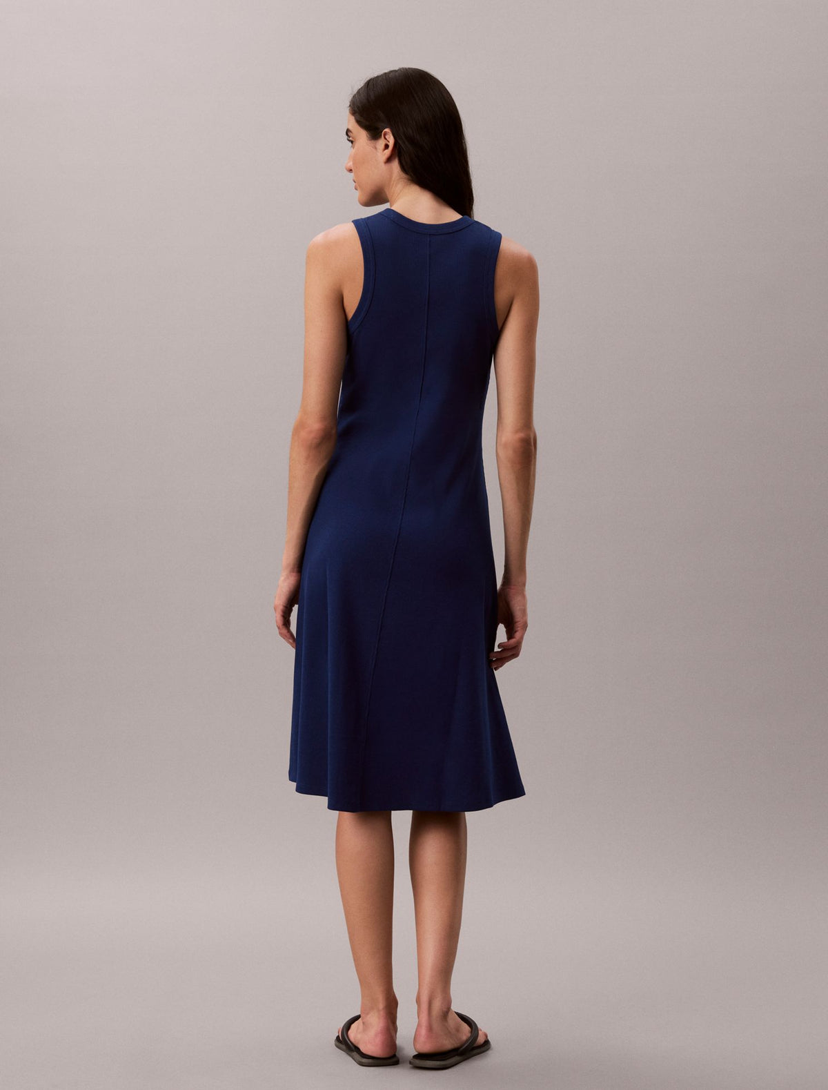 Embroidered Monogram Rib Midi Tank Dress - Calvin Klein Women