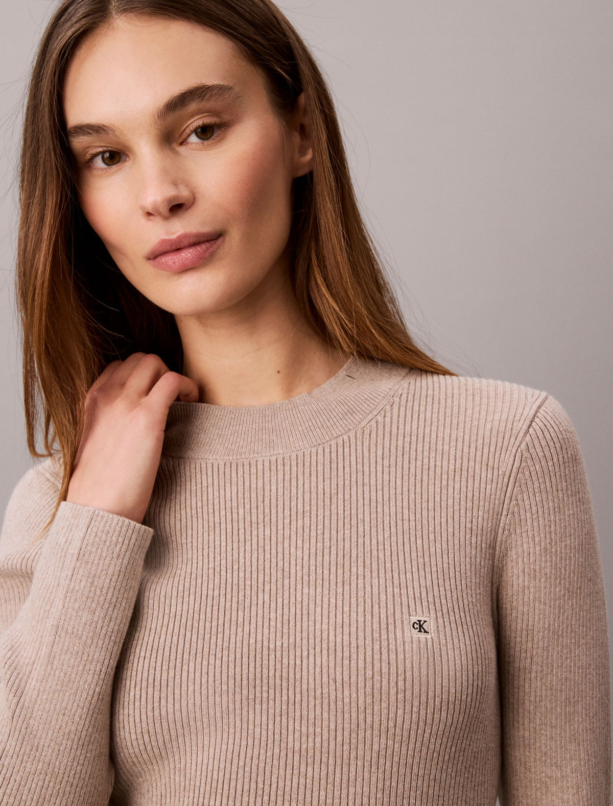 Mock Neck Ribbed Mini Dress - Calvin Klein Women