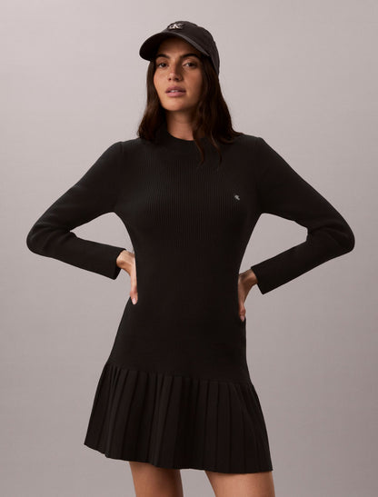 Mock Neck Ribbed Mini Dress - Calvin Klein Women