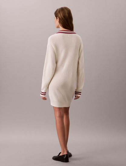 Woven Monologo Tunic V-Neck Dress - Calvin Klein Women