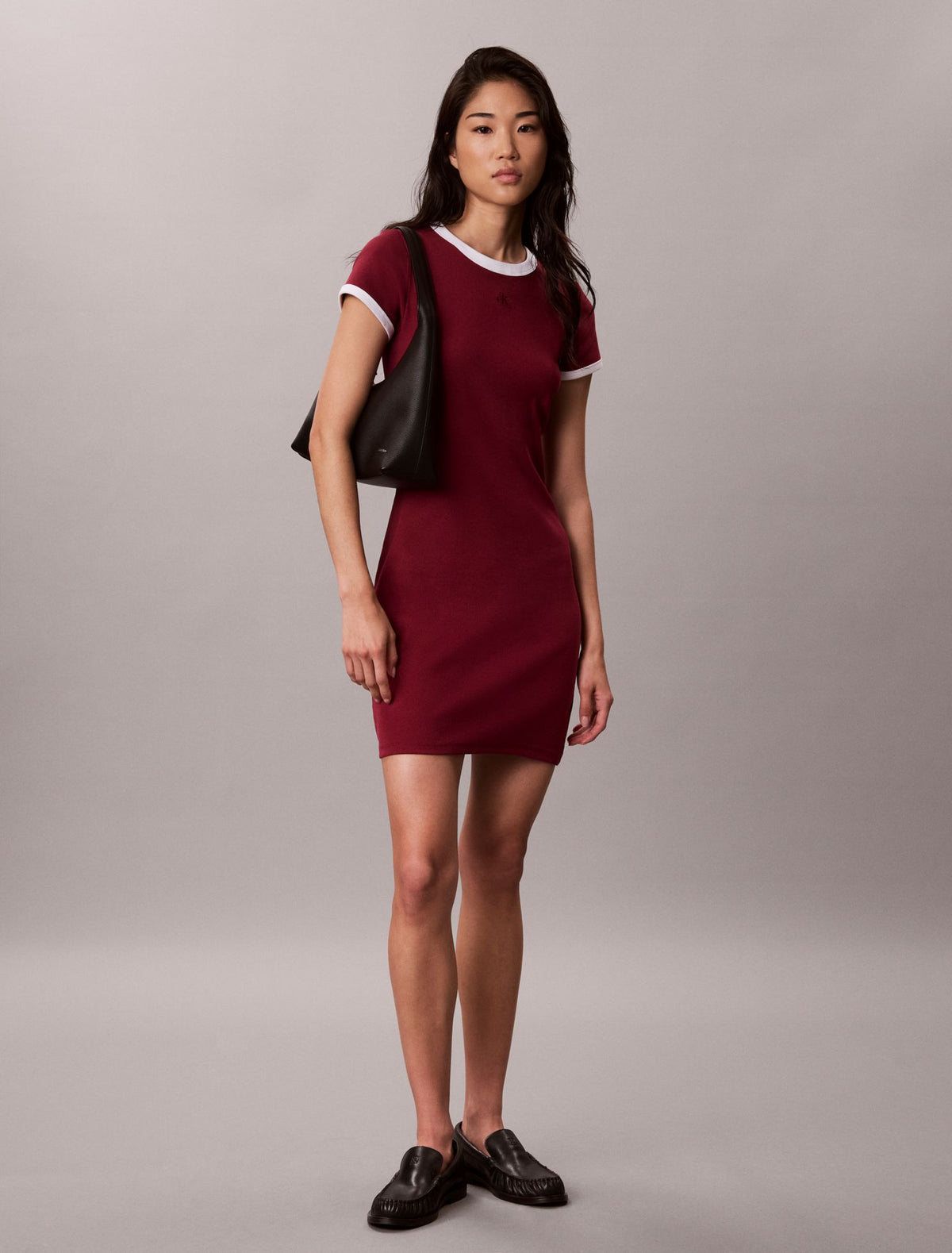 Cotton Contour Rib Monogram Mini Dress - Calvin Klein Women
