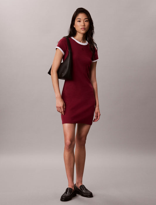 Cotton Contour Rib Monogram Mini Dress - Calvin Klein Women
