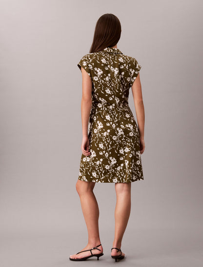 Printed Lyocell Pleated Shirt Dress - Calvin Klein Women