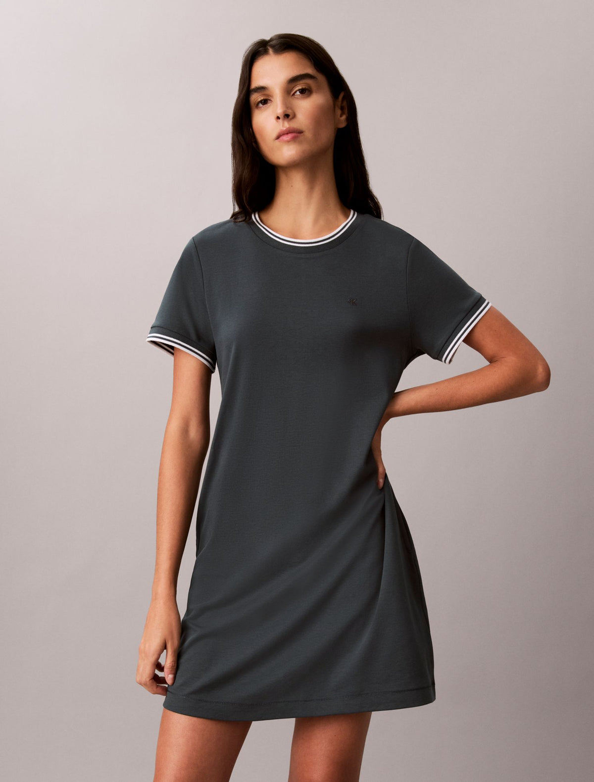 Tipping Stripe T-Shirt Dress - Calvin Klein Women