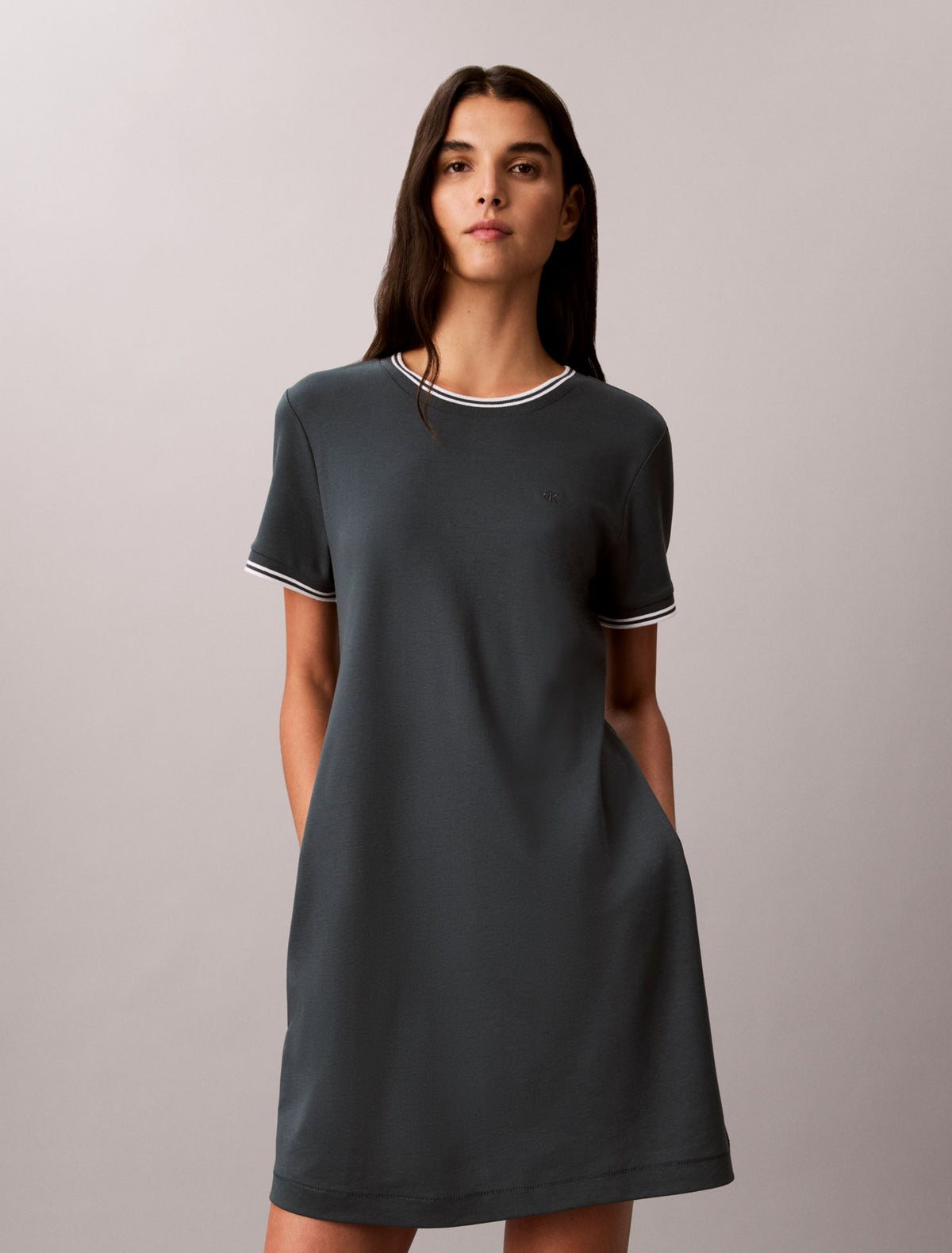 Tipping Stripe T-Shirt Dress - Calvin Klein Women