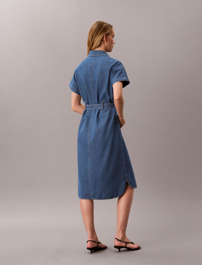 Denim Belted Shirt Dress - Calvin Klein Women