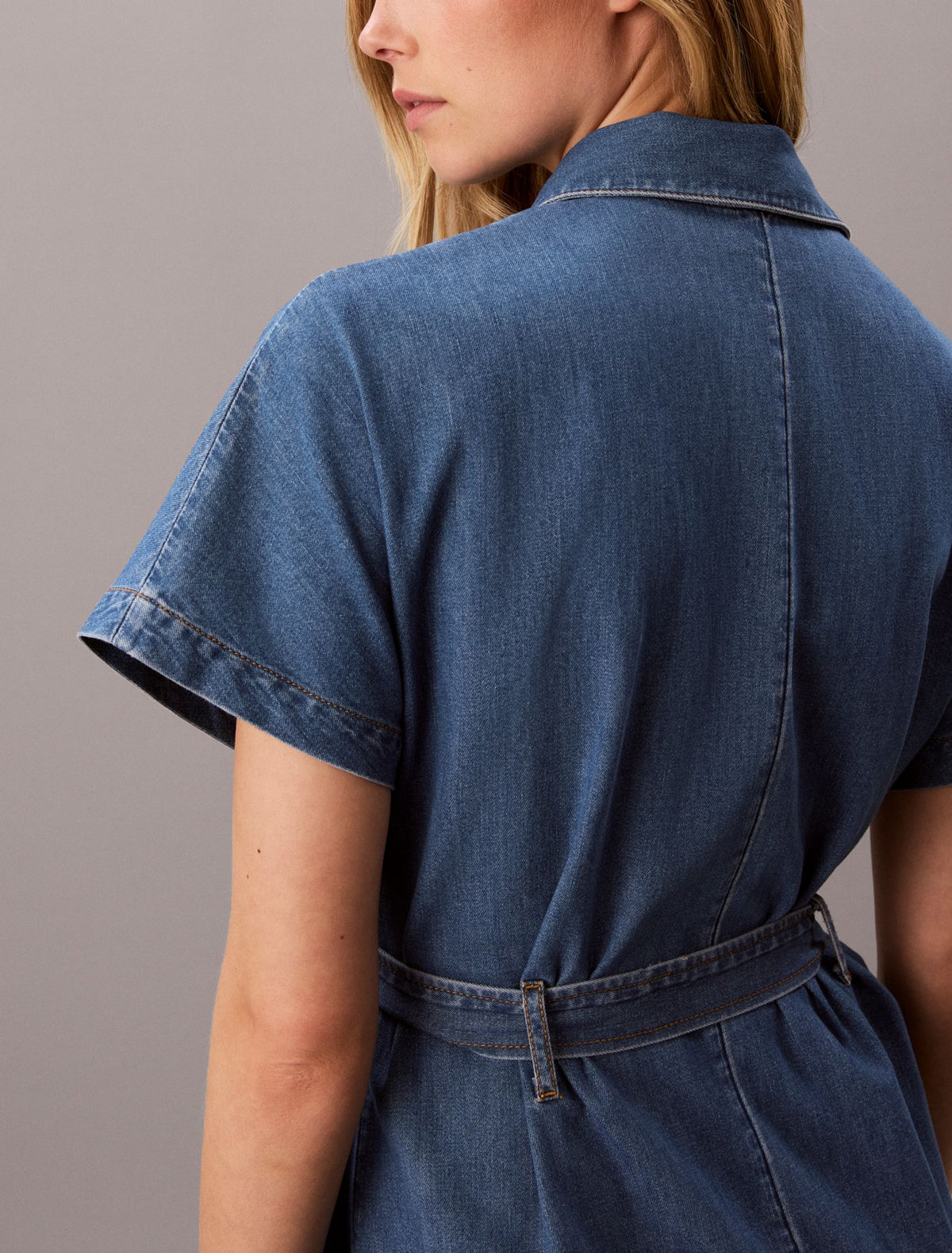 Denim Belted Shirt Dress - Calvin Klein Women