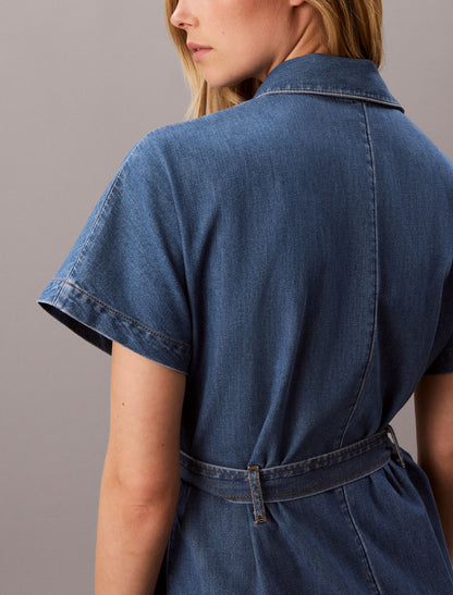 Denim Belted Shirt Dress - Calvin Klein Women