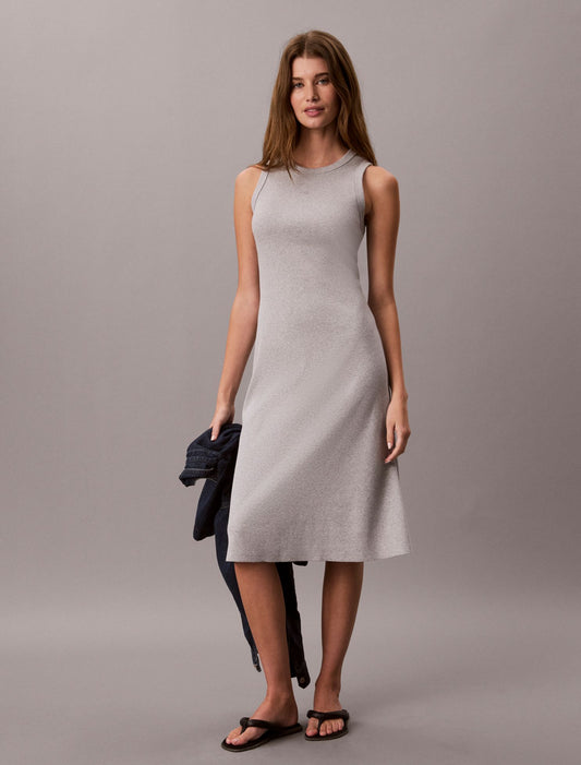 Embroidered Monogram Rib Midi Tank Dress - Calvin Klein Women