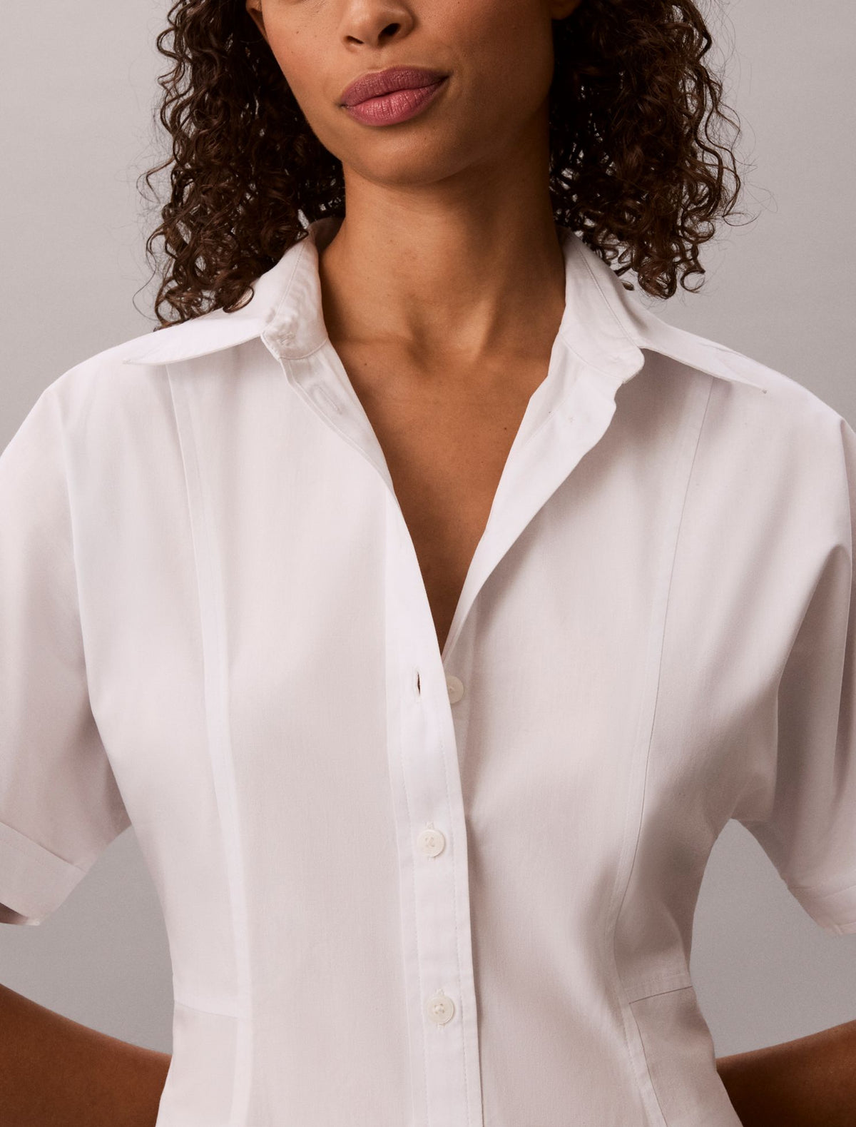 Cotton Poplin Mini Shirt Dress - Calvin Klein Women