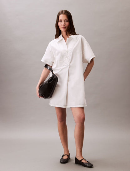 Cotton Twill Mini Shirt Dress - Calvin Klein Women