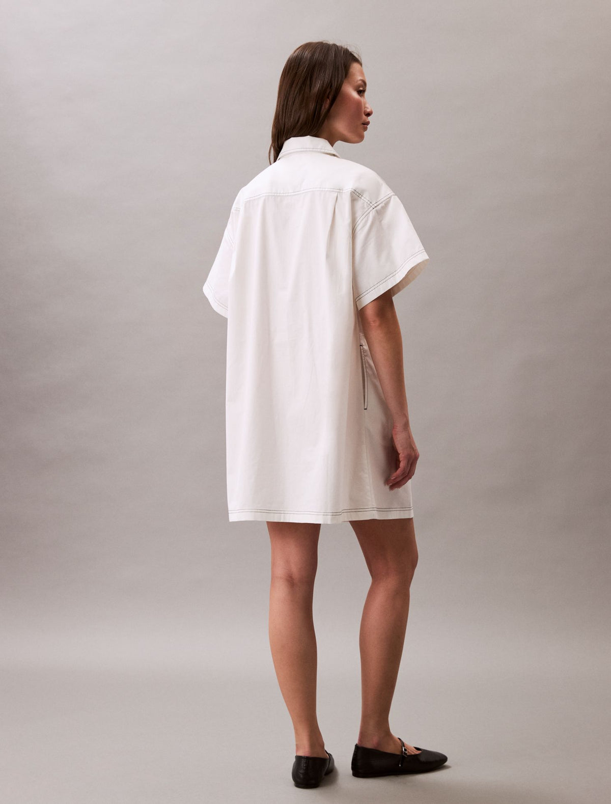 Cotton Twill Mini Shirt Dress - Calvin Klein Women