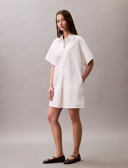 Cotton Twill Mini Shirt Dress - Calvin Klein Women