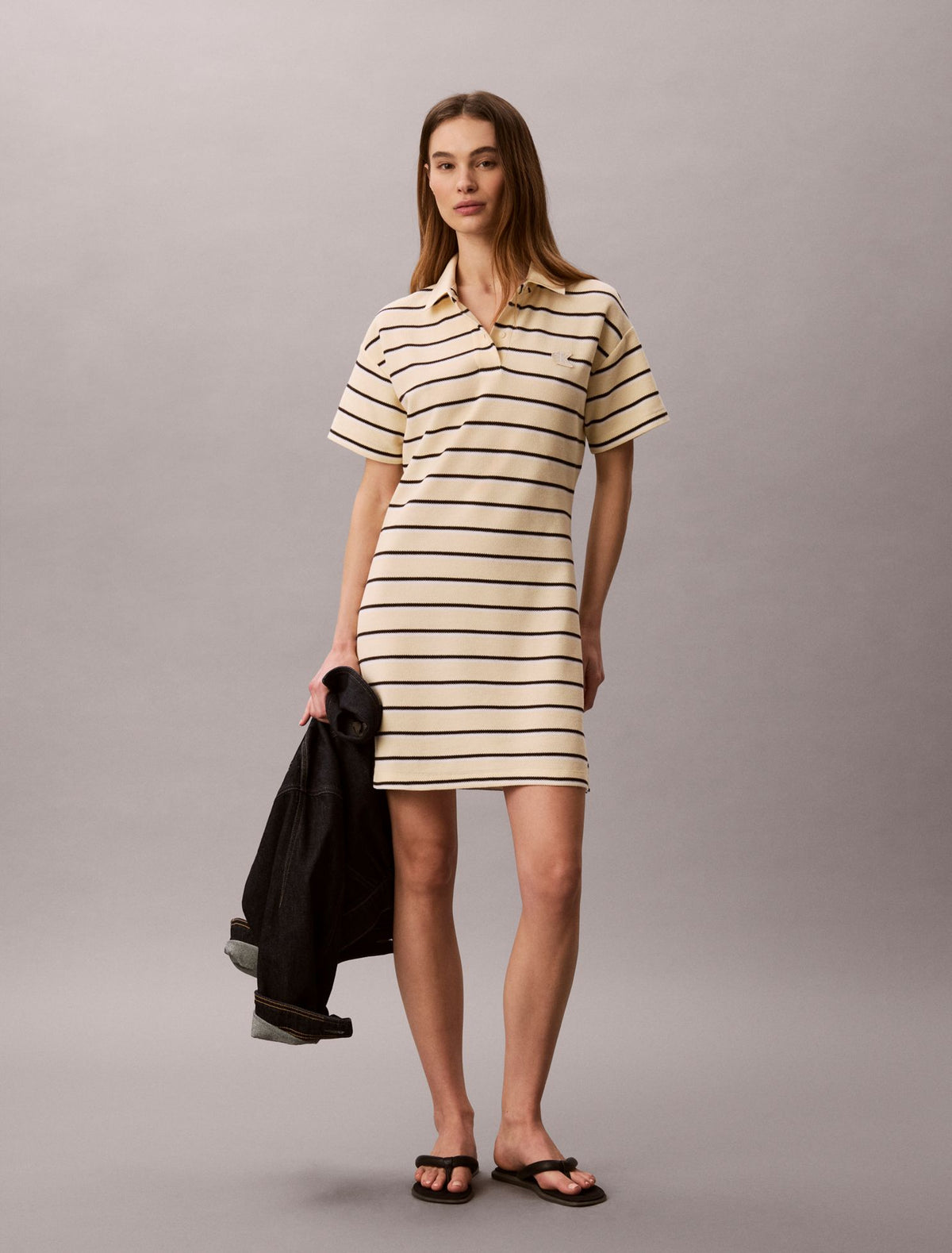 Striped Pique Polo Mini Dress - Calvin Klein Women