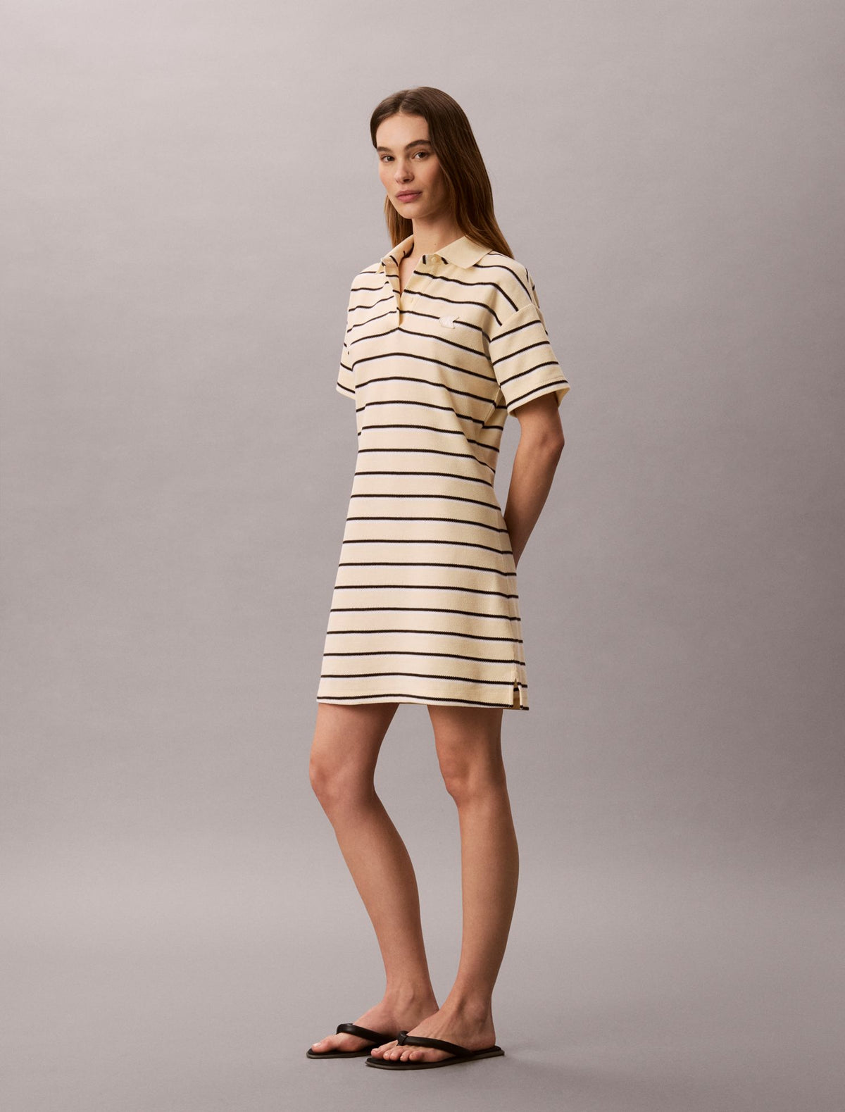 Striped Pique Polo Mini Dress - Calvin Klein Women