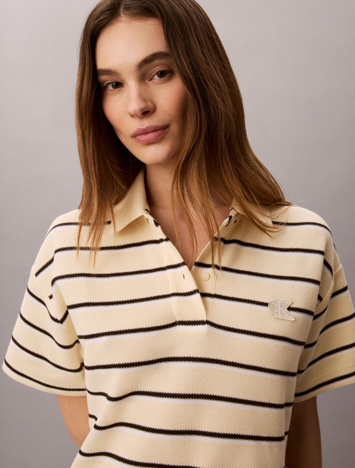 Striped Pique Polo Mini Dress - Calvin Klein Women