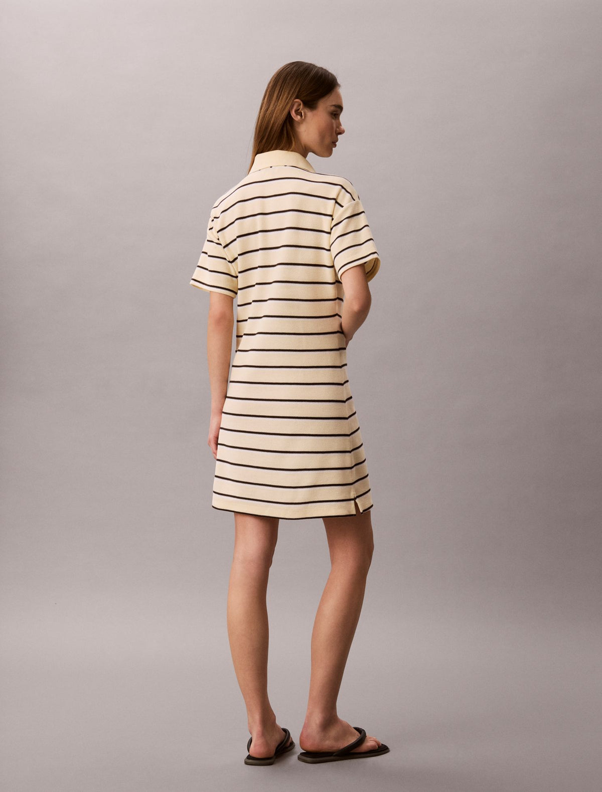 Striped Pique Polo Mini Dress - Calvin Klein Women