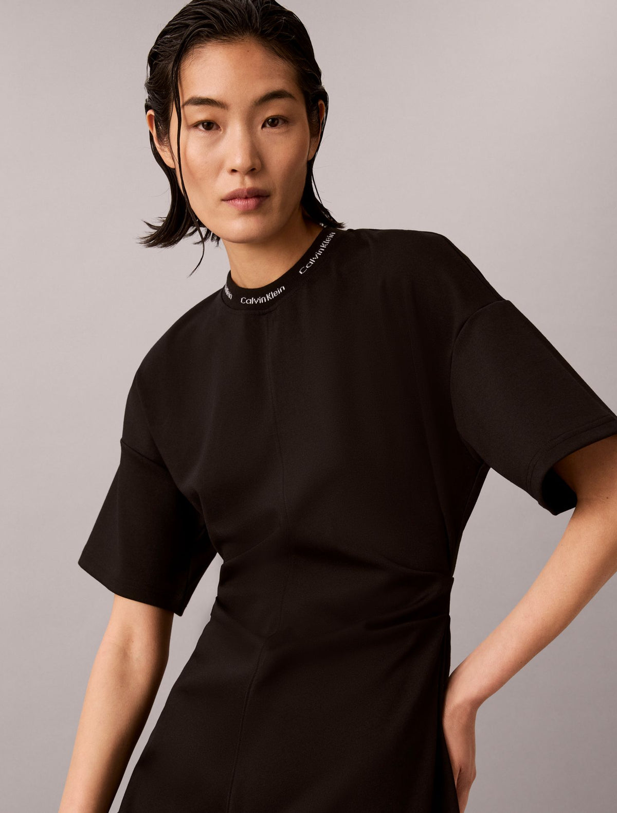 Logo Rib Interlock T-Shirt Dress - Calvin Klein Women